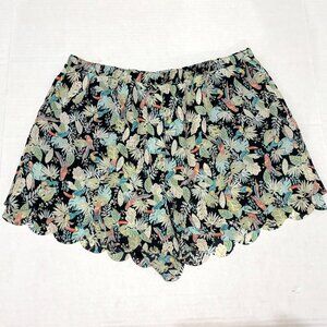 Lauren Conrad Women's Flowy Floral Parrot Scallop Shorts